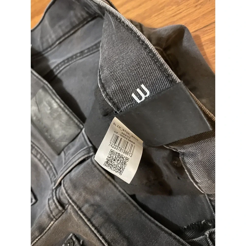 Mott & Bow Jeans Mens 38x32 Slim Black Faded Denim Stretch Dark Wash Pants